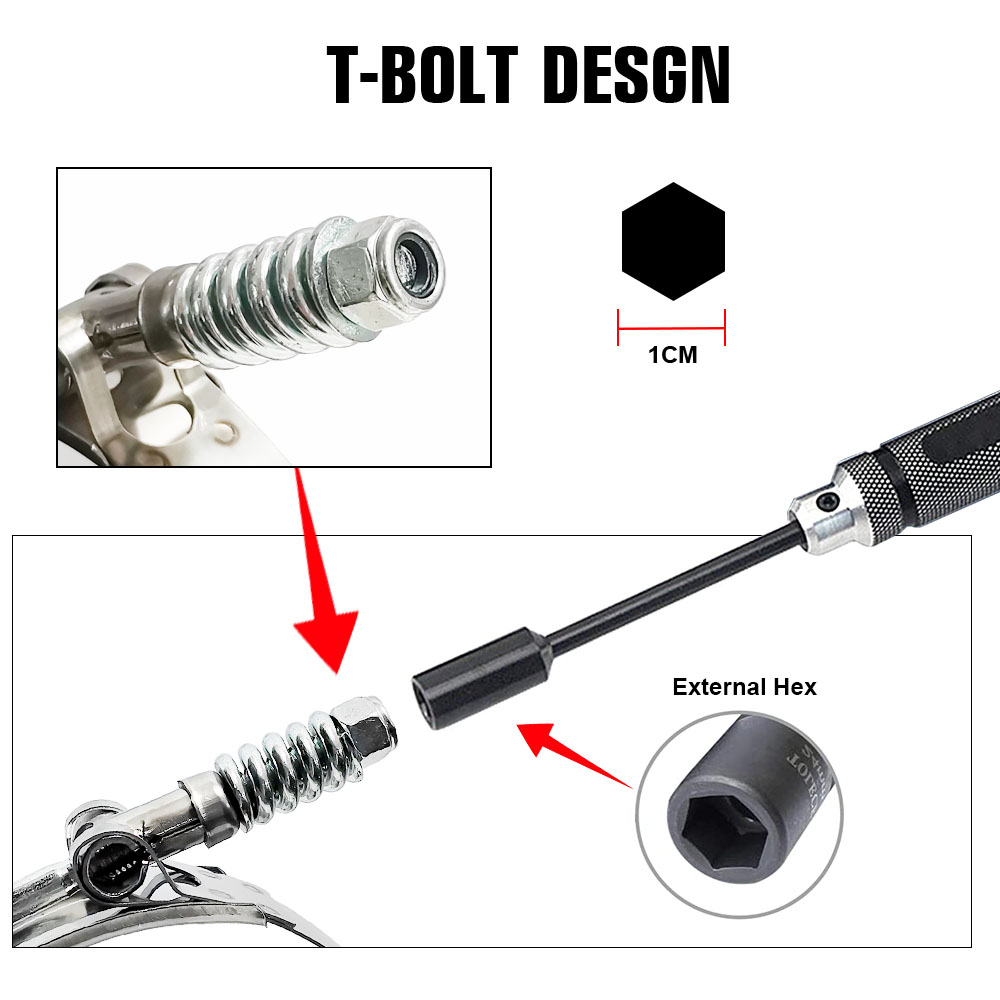 T-Bolt Hose Clamps Stainless Steel Turbo - Collier de serrage universel en acier