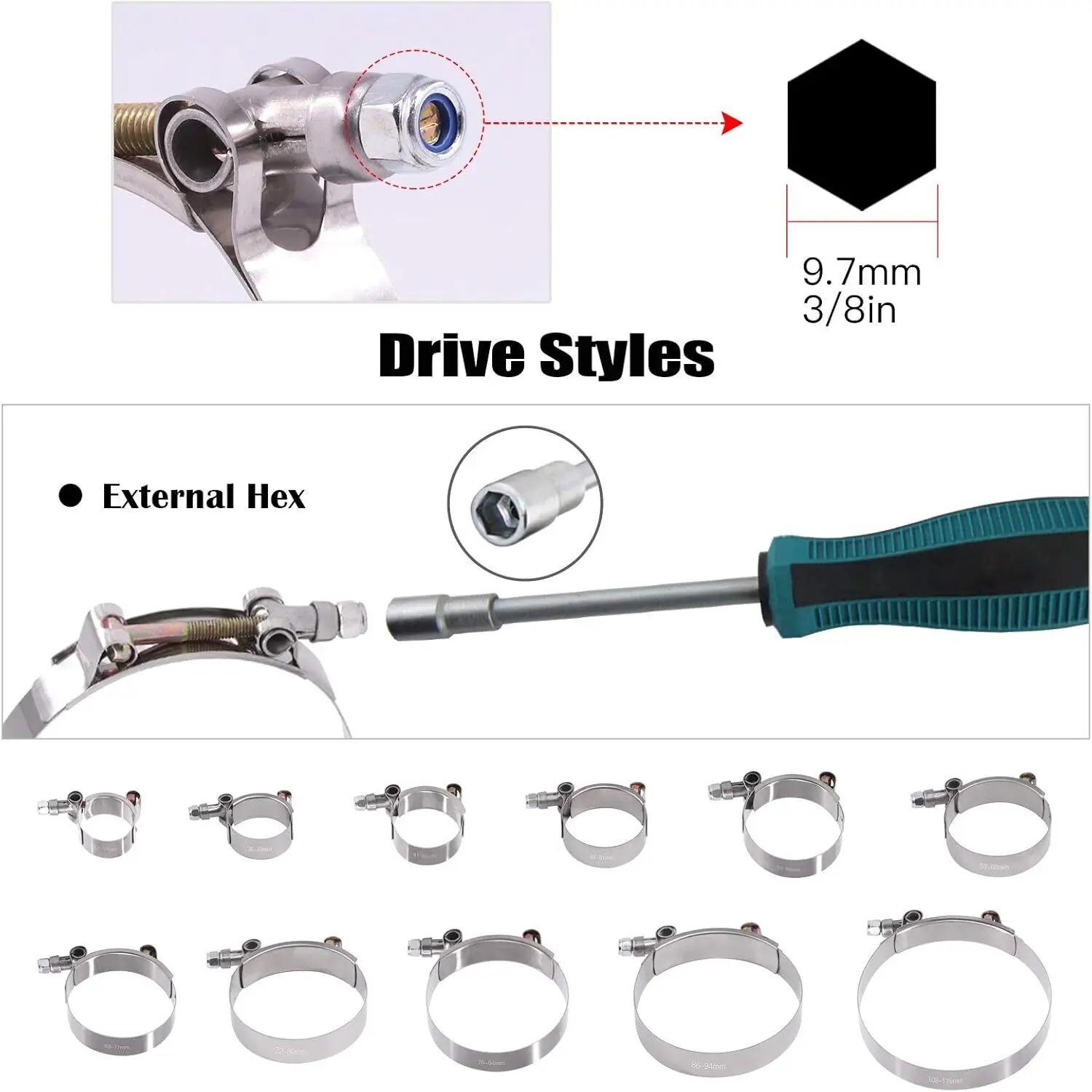 Colliers de serrage en T de 2  - T-Bolt Hose Clamps Stainless Steel Turbo avis et prix