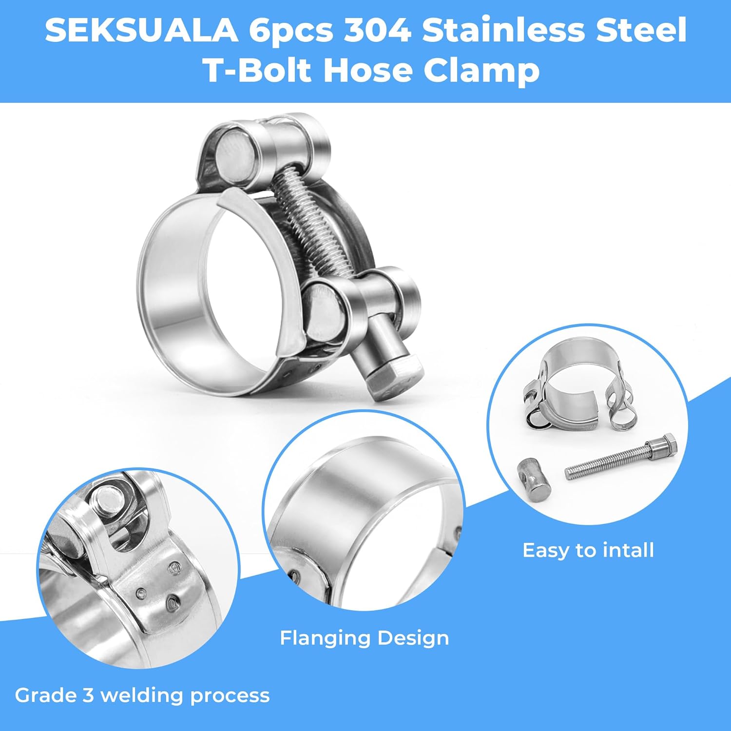Collier de serrage de tuyau en - T-Bolt Hose Clamps Stainless Steel Turbo avis et prix
